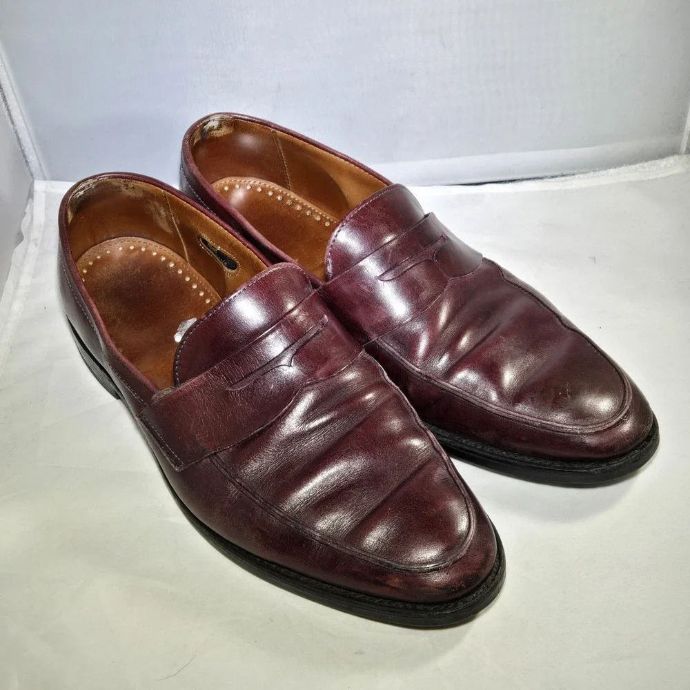 Allen Edmonds Presidio Dress Shoes Mens Size 9.5 Burgundy Red Leather Loafer